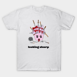 Cute and creepy Halloween cup cake - looking sharp T-Shirt